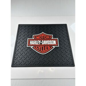 Harley-Davidson Utility Mat Orange Bar & Shield Floor Garage Mat Black 16"X 14"